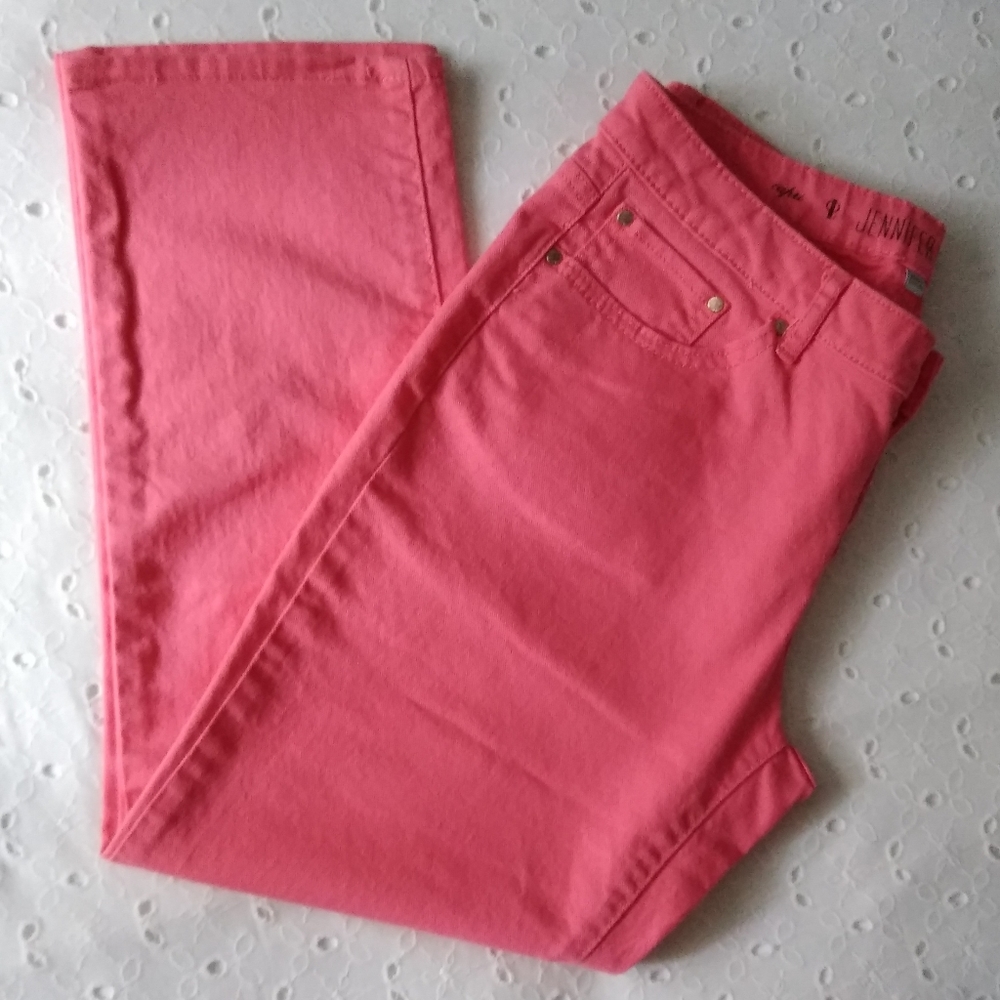 Jennifer Lopez Cropped Jeans Coral Pink Size 8 - Picture 5 of 9